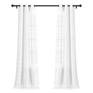 1pc 50"x84" Indoor/Outdoor Sheer Farmhouse Textured Curtain Panel White - Lush Décor