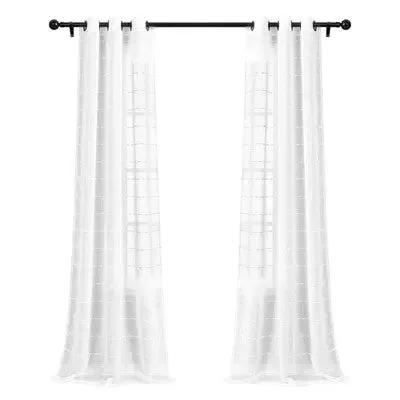 1pc 50"x84" Indoor/Outdoor Sheer Farmhouse Textured Curtain Panel White - Lush Décor