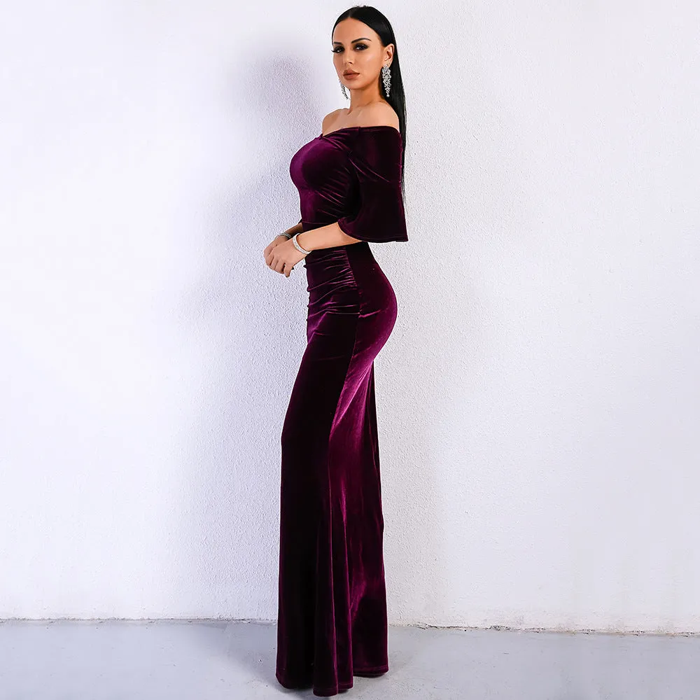 2022 sexy European and American elegant strapless V-neck party evening dress