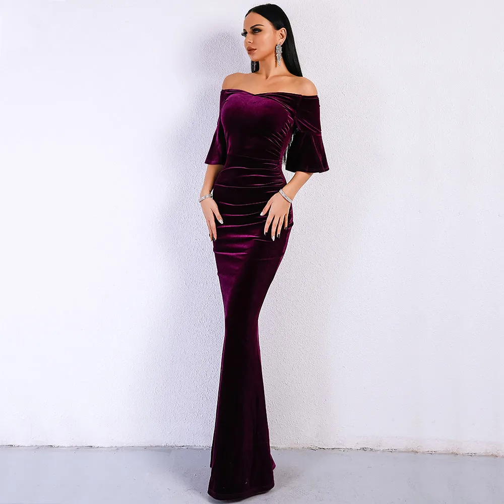 2022 sexy European and American elegant strapless V-neck party evening dress