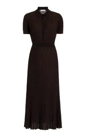 Amor Knit Midi Dress in Chocolate Cashmere Silk