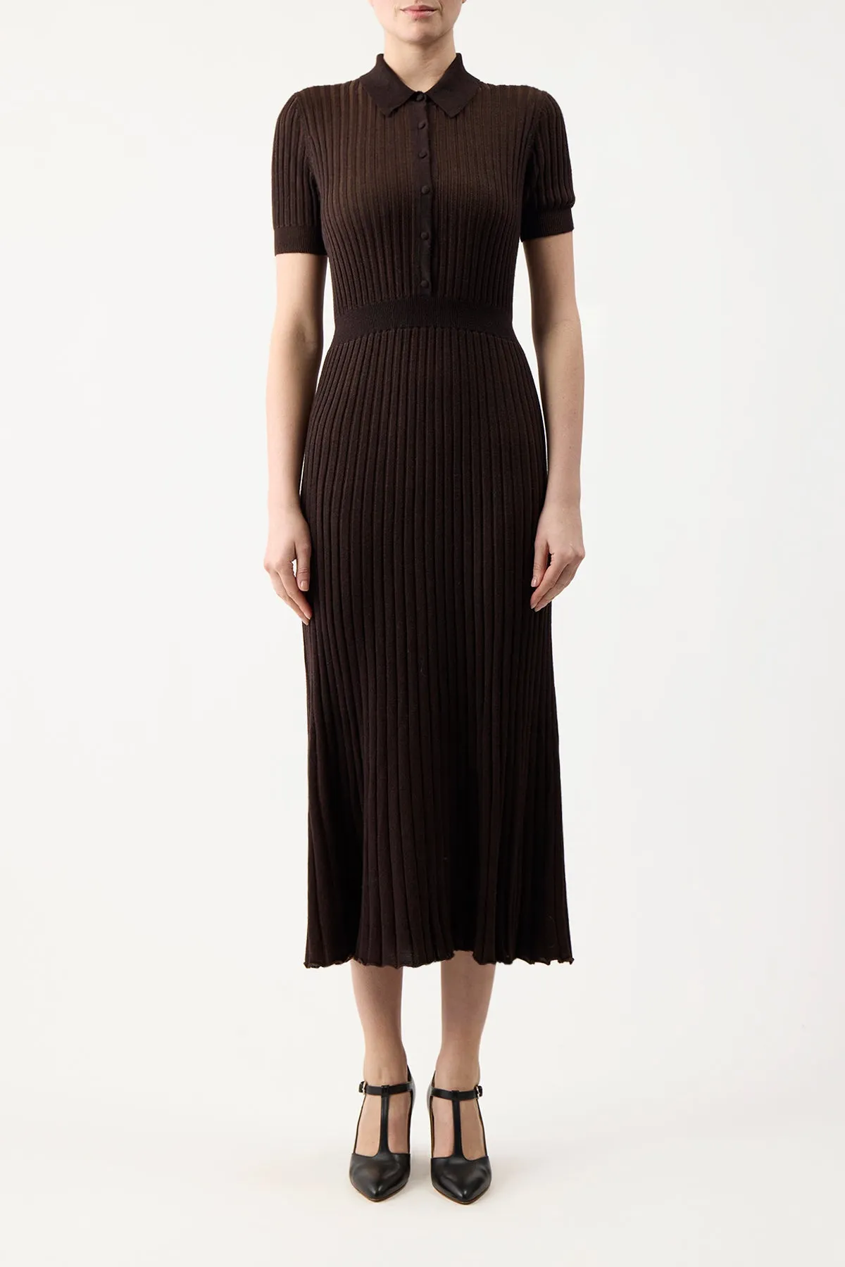 Amor Knit Midi Dress in Chocolate Cashmere Silk