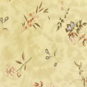 Antique Yellow-Multi Floral Printed Silk Chiffon Fabric