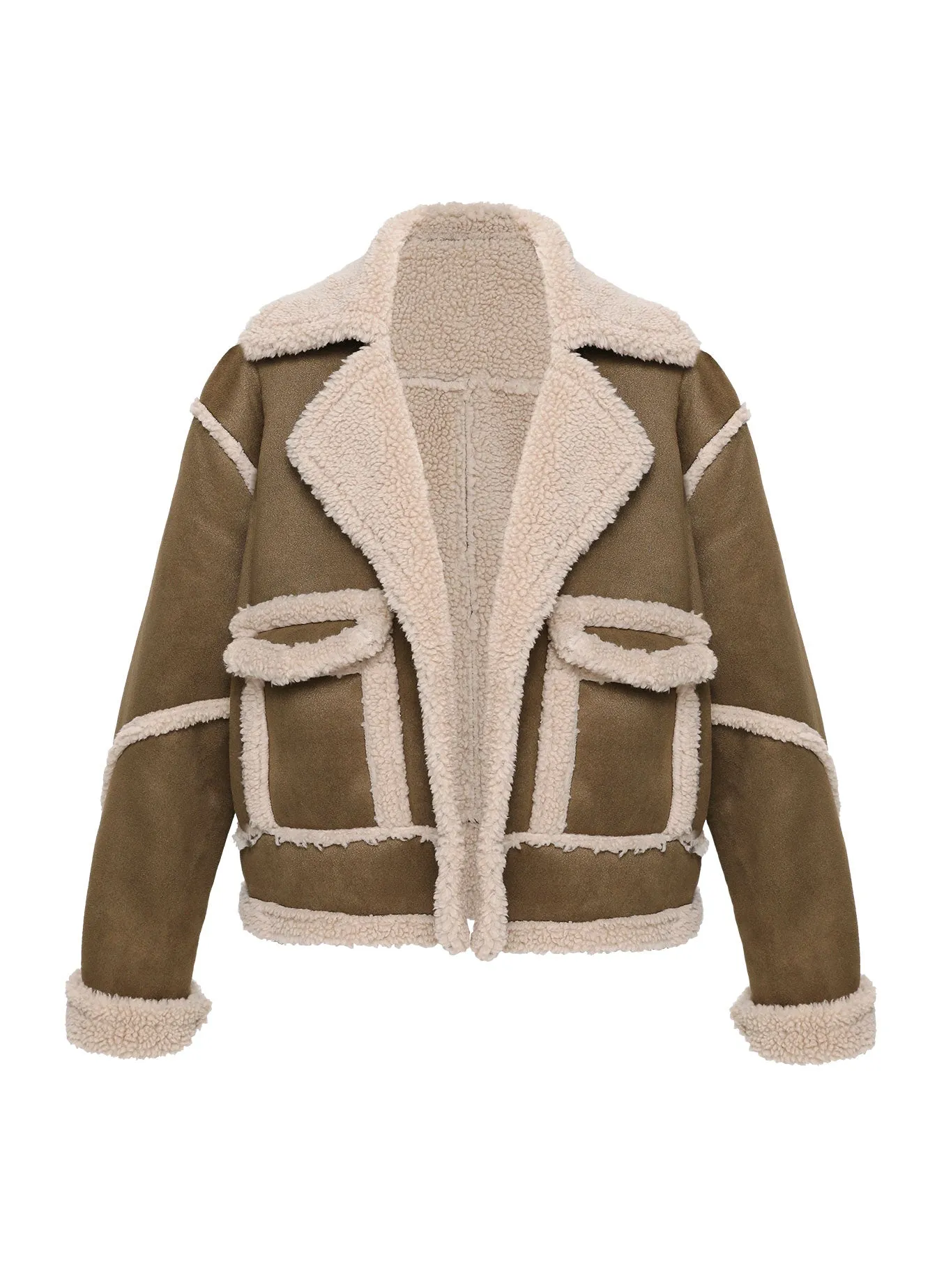 Arexie Shearling Trim Jacket Natural