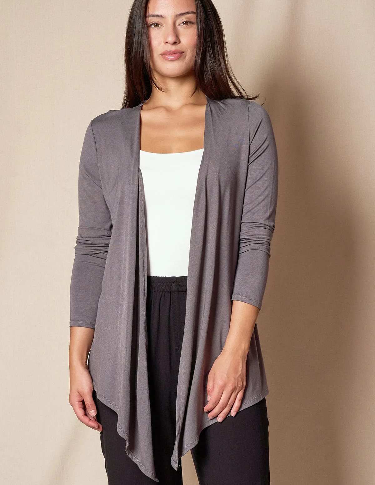 Bamboo Open Front Jacket - Grey