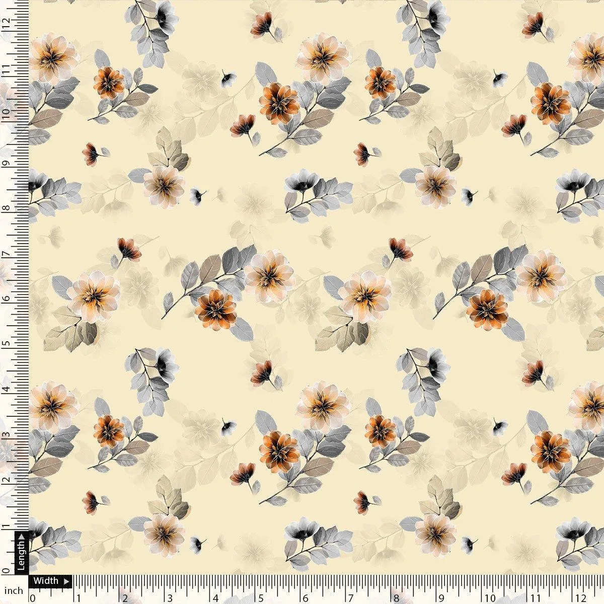 Beautiful Anemone Flower Bunch Digital Printed Fabric