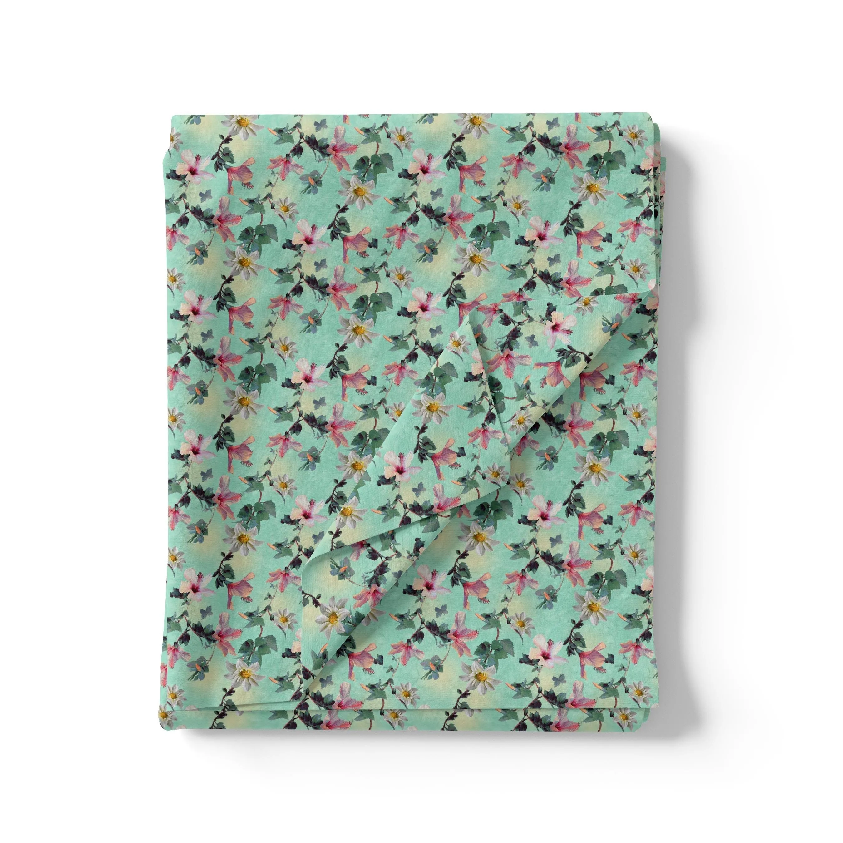 Beautiful Lily With White Daisy Flower Digital Printed Fabric