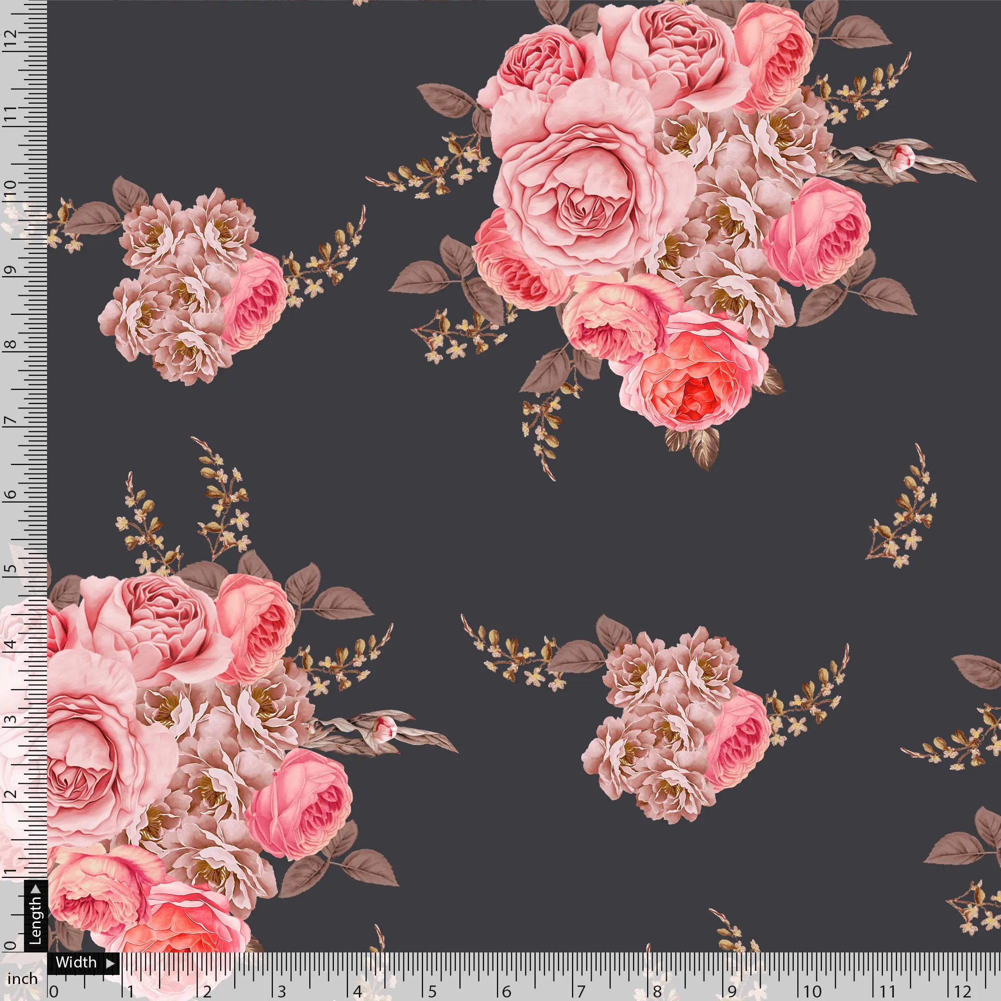 Beautiful Multicolour Roses With  Digital Printed Fabric