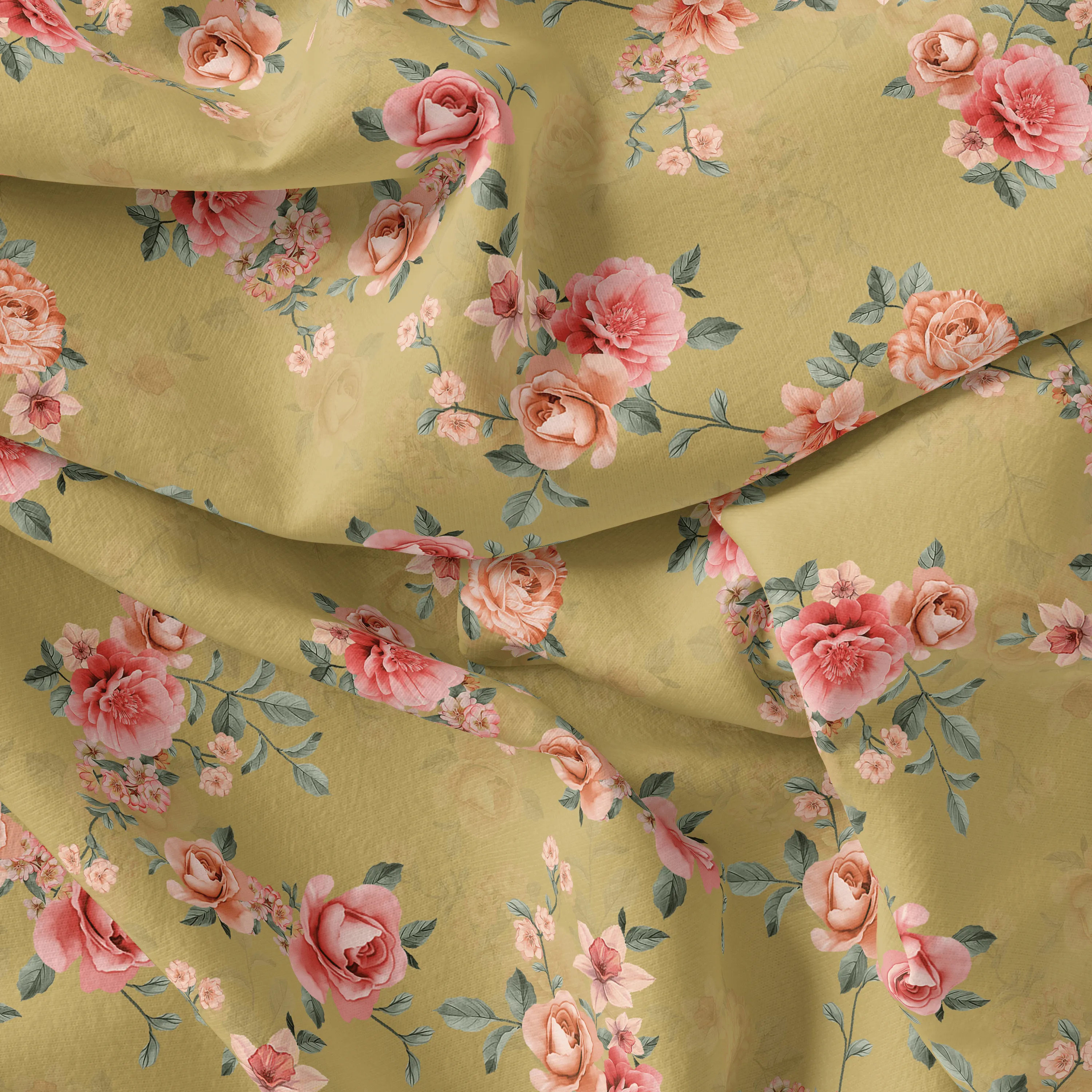 Beautiful Multicolour Roses With  Digital Printed Fabric