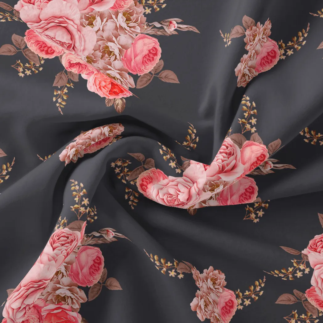 Beautiful Multicolour Roses With  Digital Printed Fabric