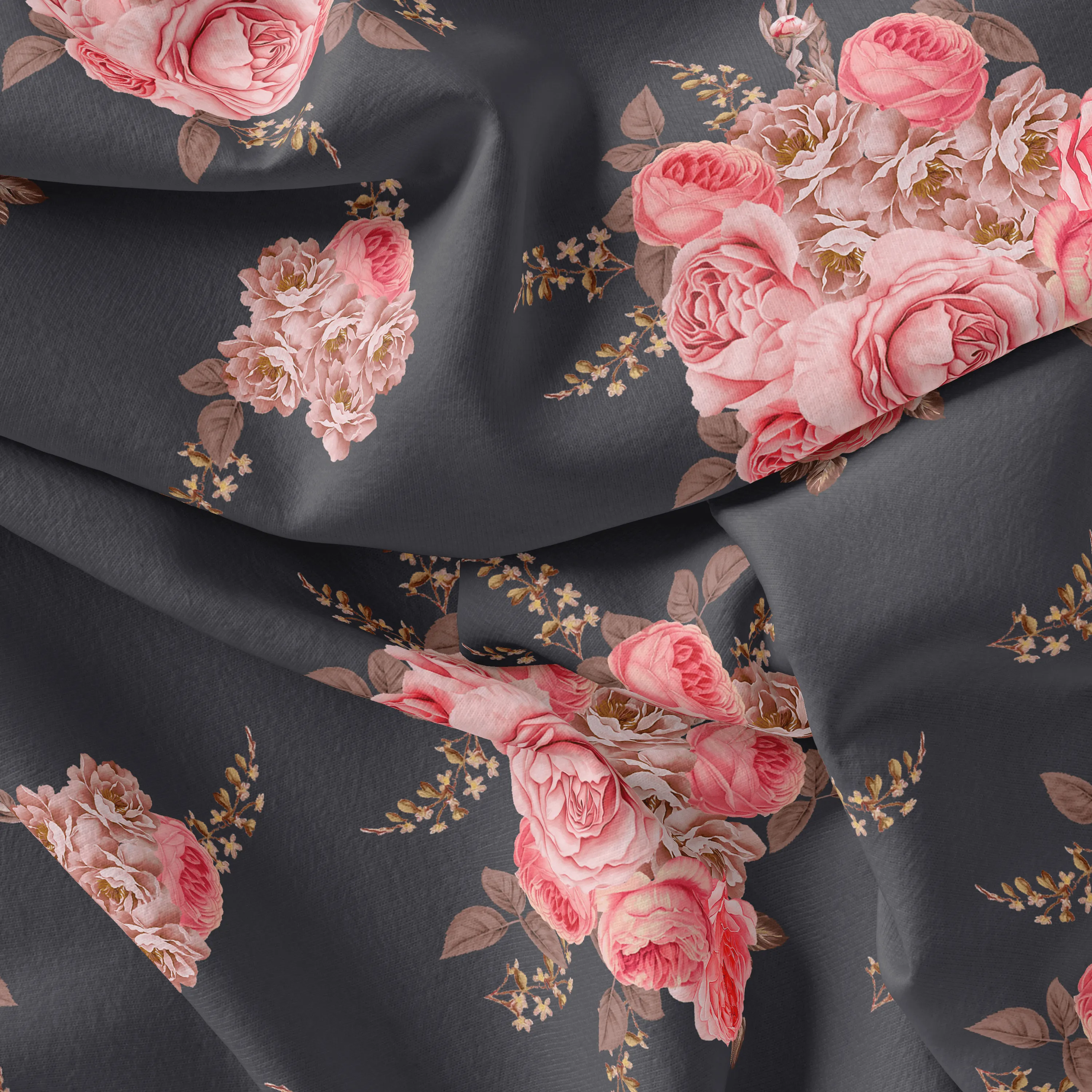 Beautiful Multicolour Roses With  Digital Printed Fabric