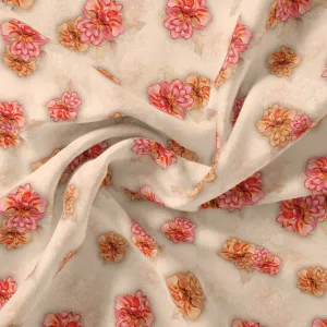 Beautiful Red With Light Floral Flower Digital Printed Fabric