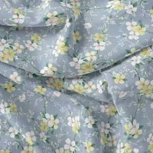 Beautiful White Jasmine Valley Flower Digital Printed Fabric