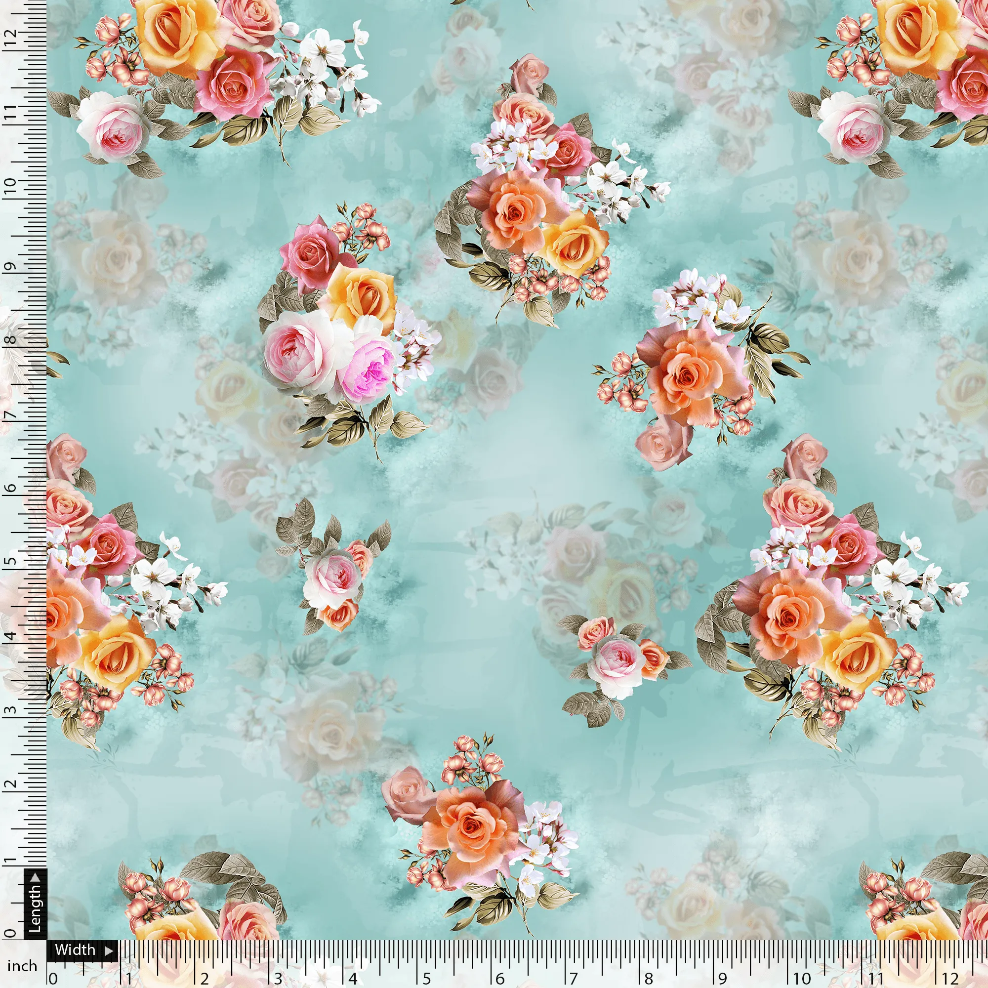 Beautiful White Orchid Flower Digital Printed Fabric