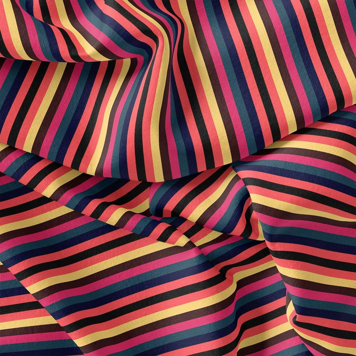 Bengal Stripes Multicolour Strips Digital Printed Fabric