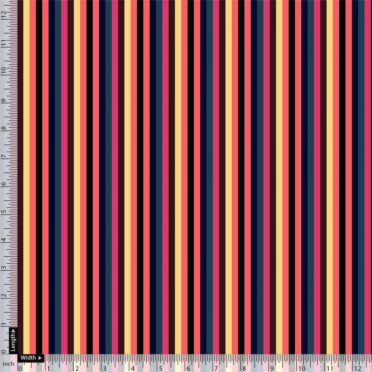 Bengal Stripes Multicolour Strips Digital Printed Fabric