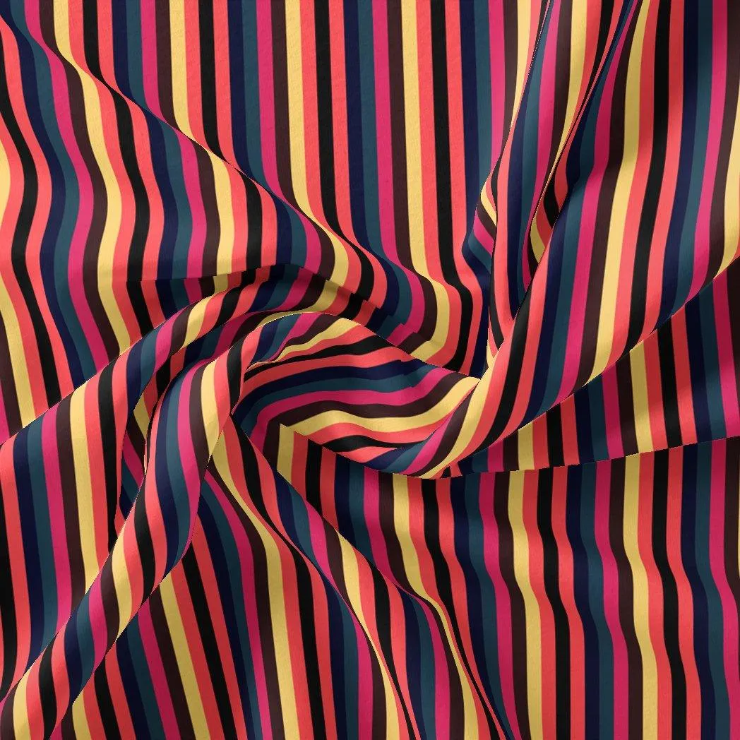 Bengal Stripes Multicolour Strips Digital Printed Fabric