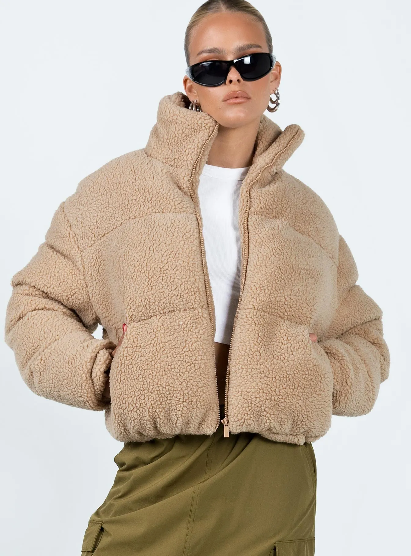 Bennie Teddy Puffer Jacket Beige