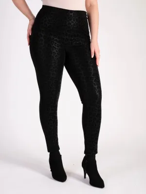 Black Animal Textured Ponte Roma Trousers