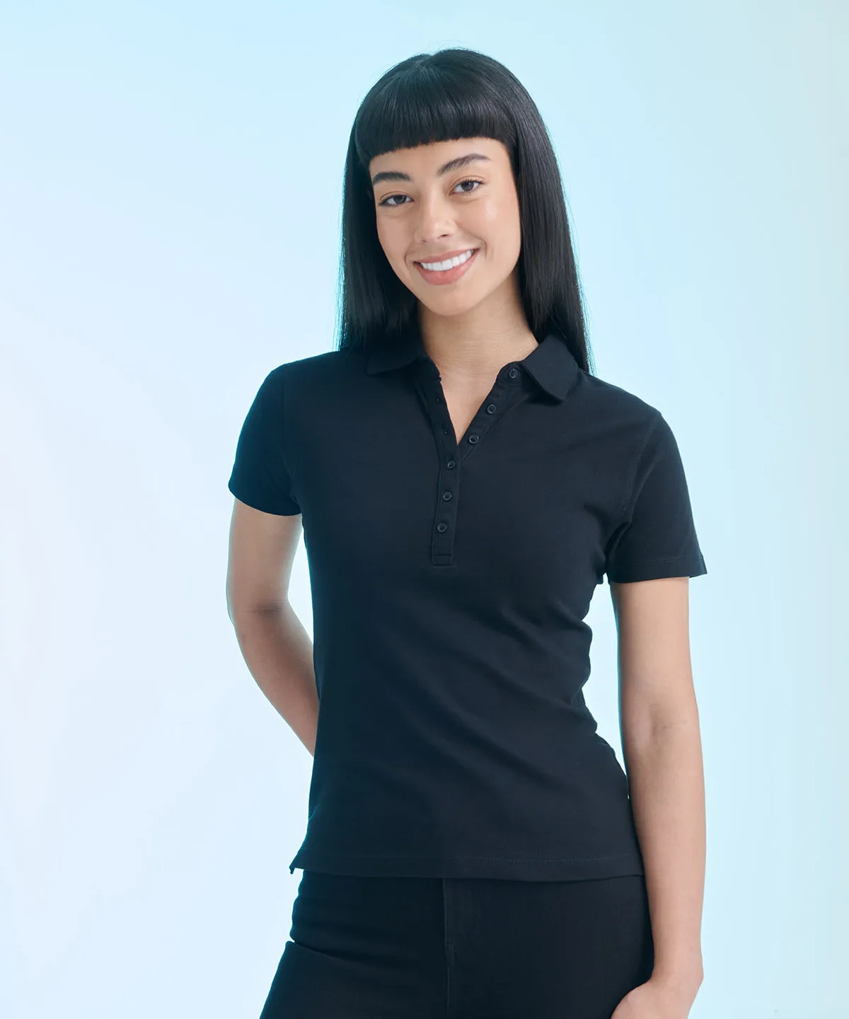 Black - Women's short sleeve stretch polo