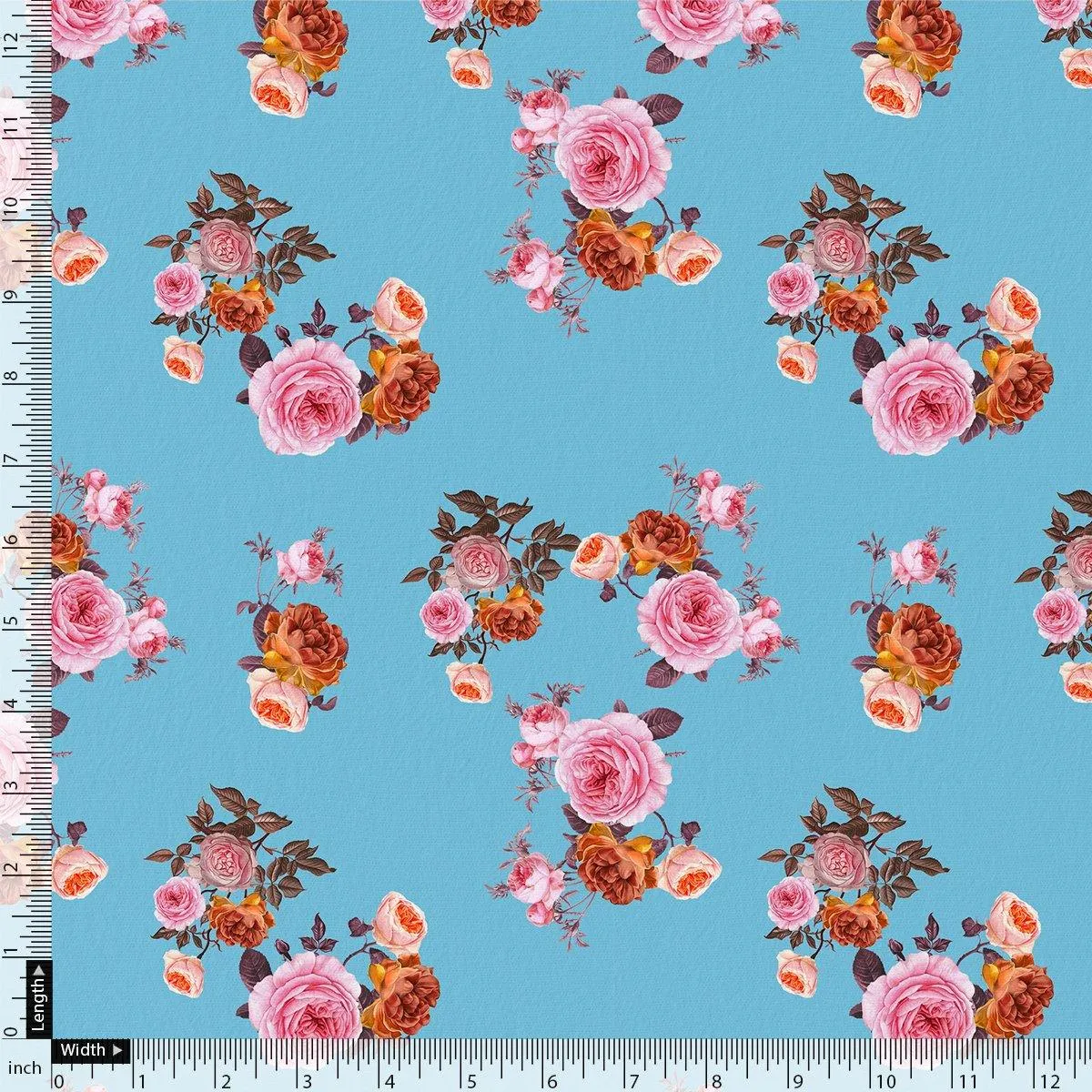 Blissful Pink Roses Digital Printed Fabric