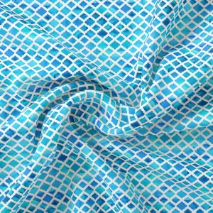 Blue Lattice Lovely Seamless Digital Printed Fabric