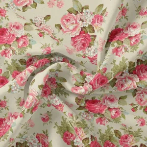 Bunch Of Flower White Orchid Digital Printed Fabric