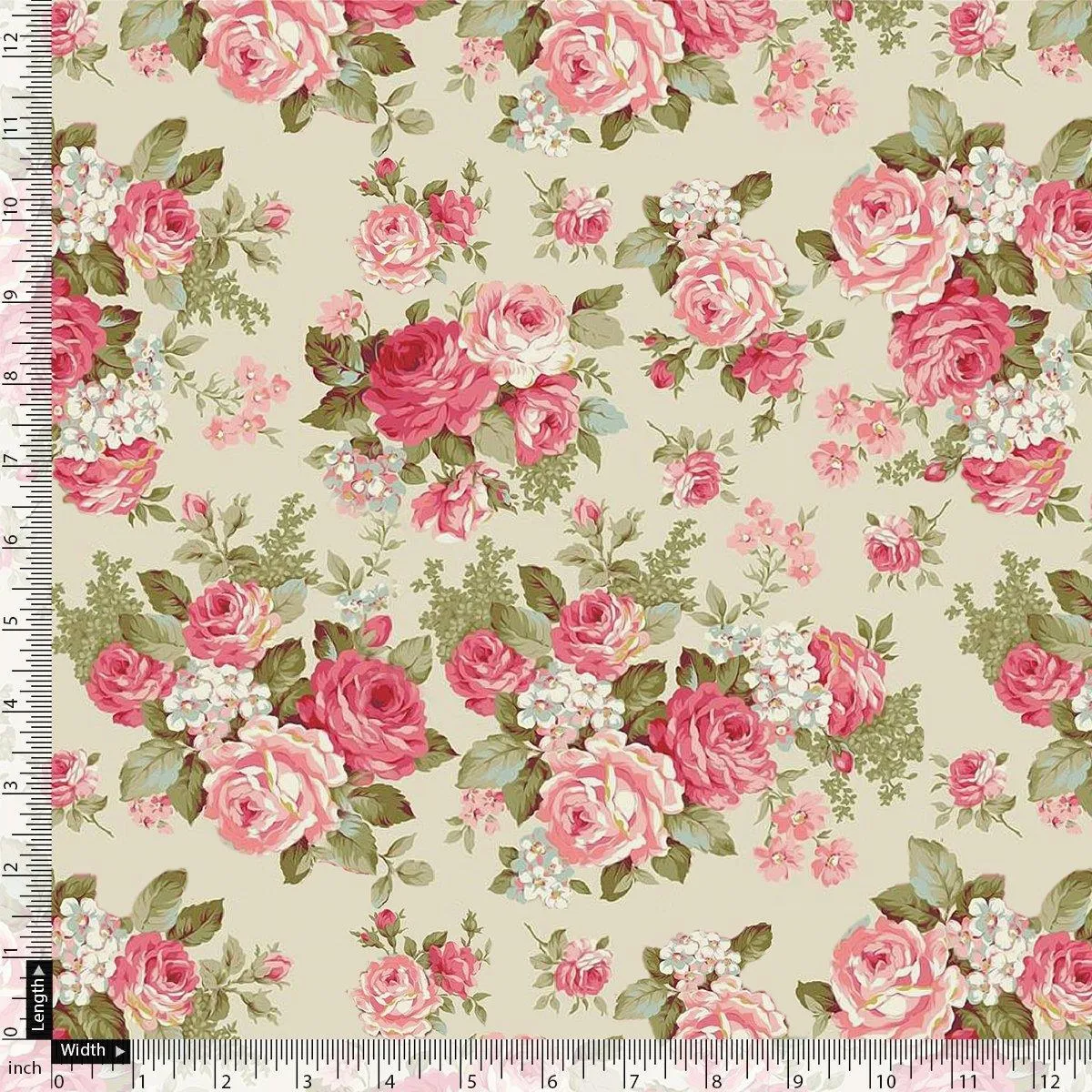 Bunch Of Flower White Orchid Digital Printed Fabric