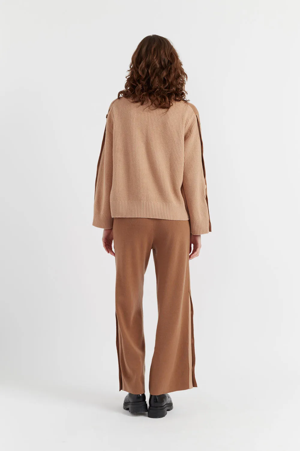 Camel Wool-Cashmere Bessie Button Sweater