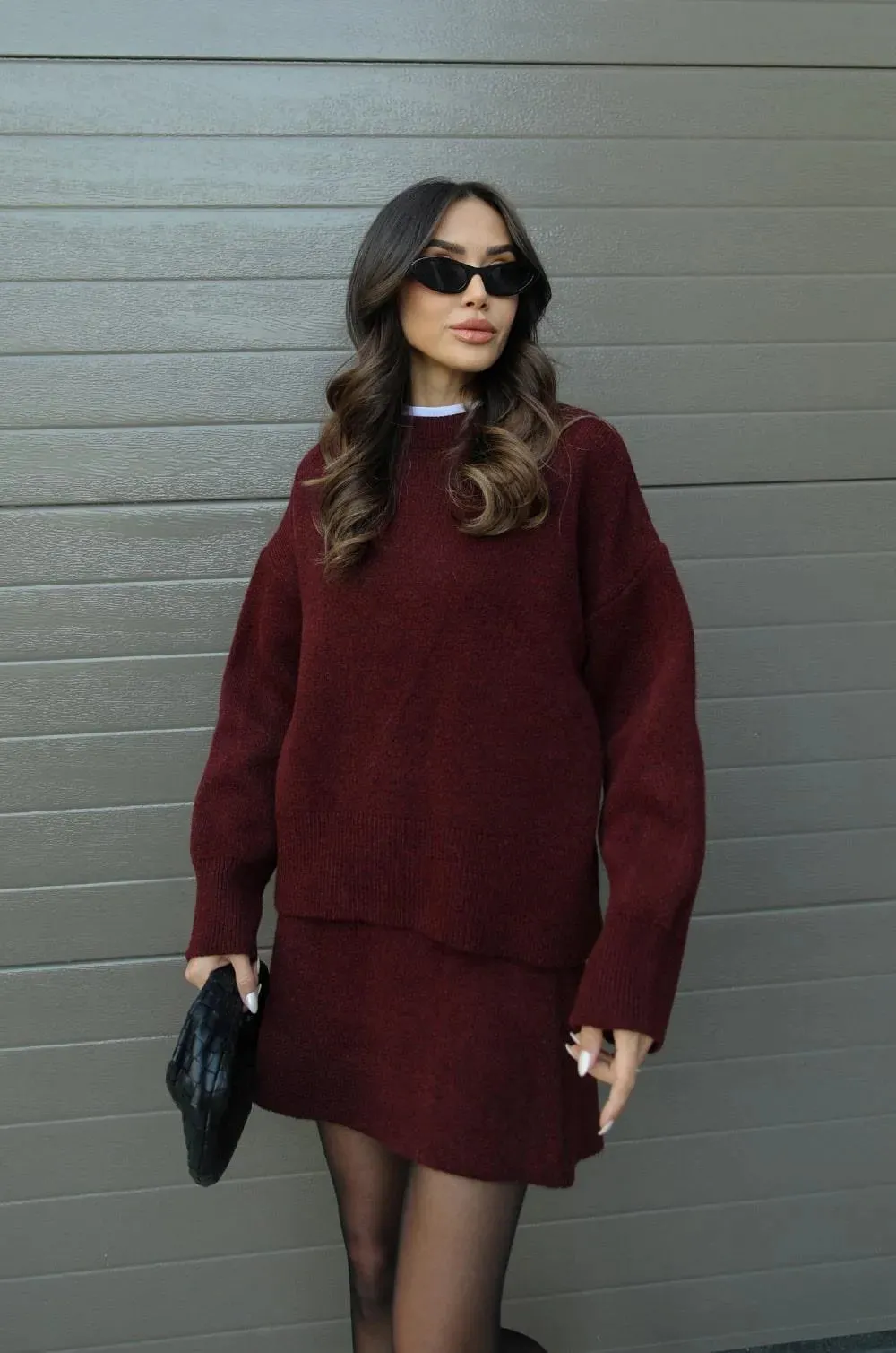 Casual Cozy Knit Skirt Suit