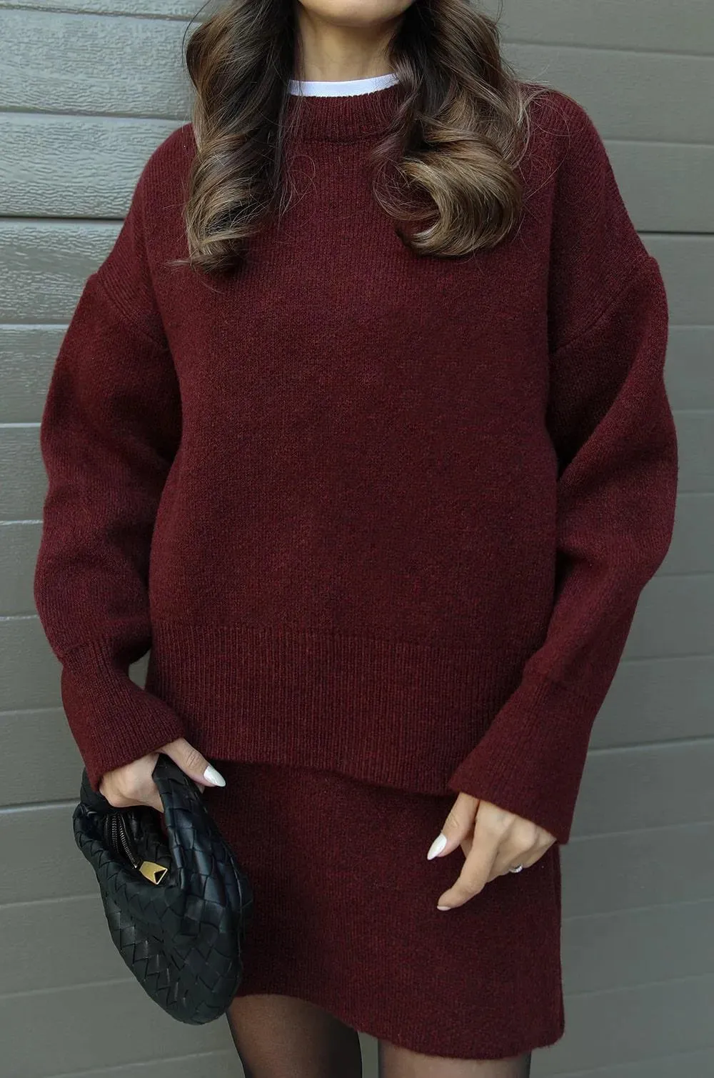 Casual Cozy Knit Skirt Suit