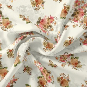 Classic Multicolor Roses With Leaves Digital Printed Fabric