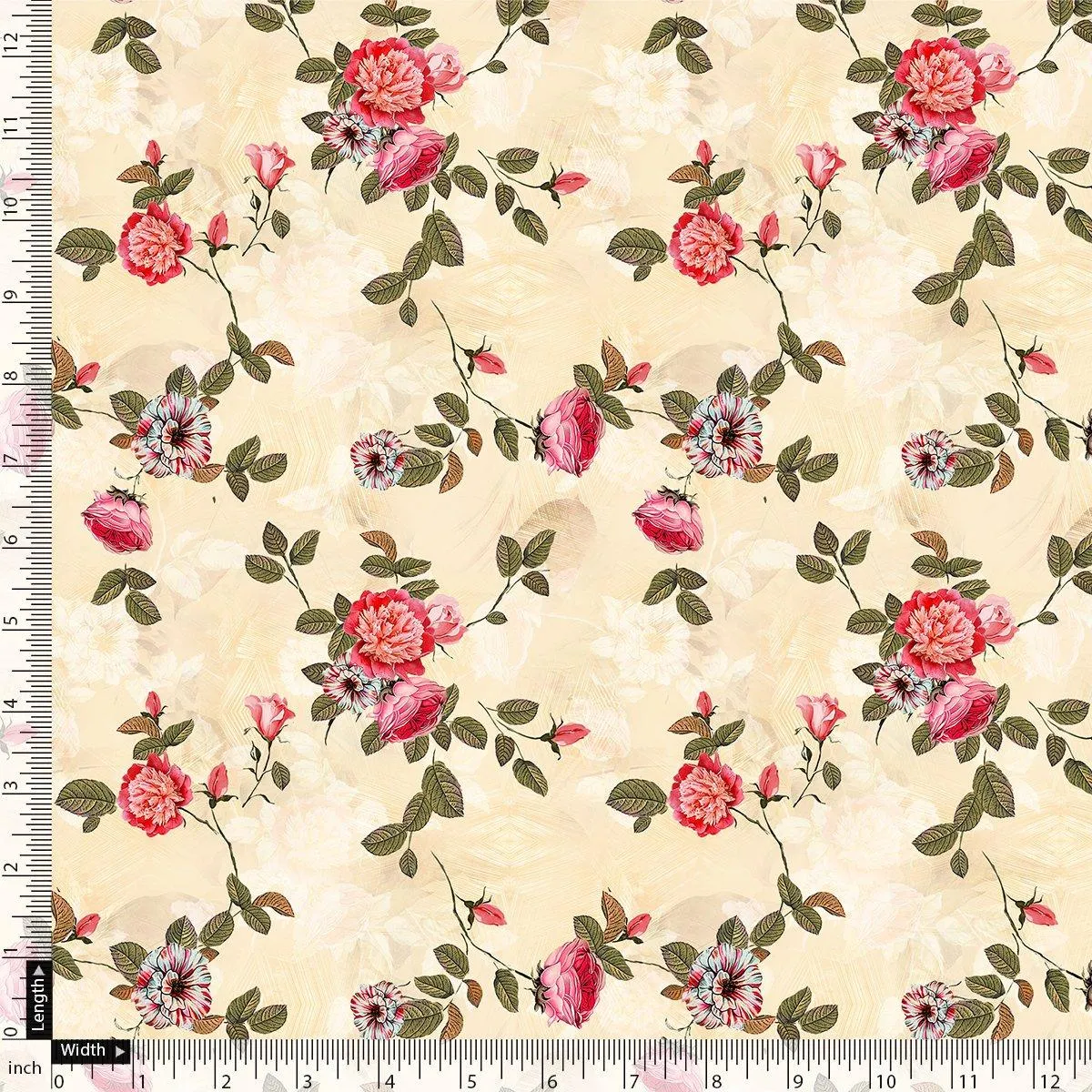 Classic Poppy Flower Digital Printed Fabric