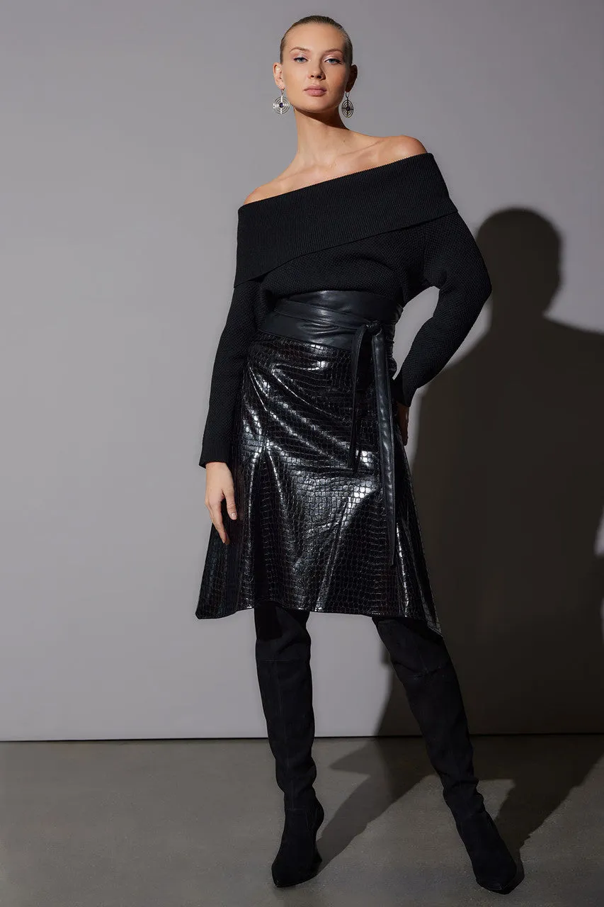 Croc Vegan Leather Trumpet Skirt