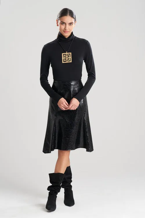 Croc Vegan Leather Trumpet Skirt