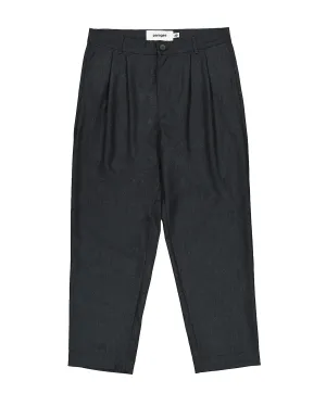 Double Pleats Flannel Pants Dark Grey