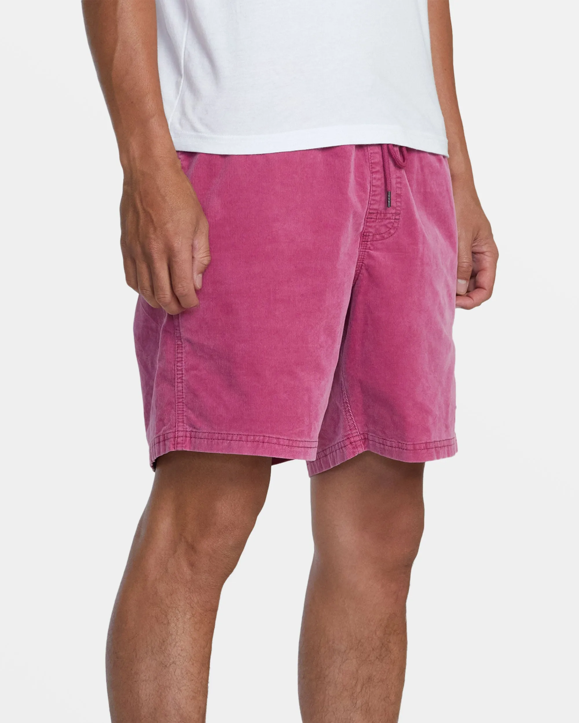 Escape 17" Elastic Waist Corduroy Shorts - Mauve