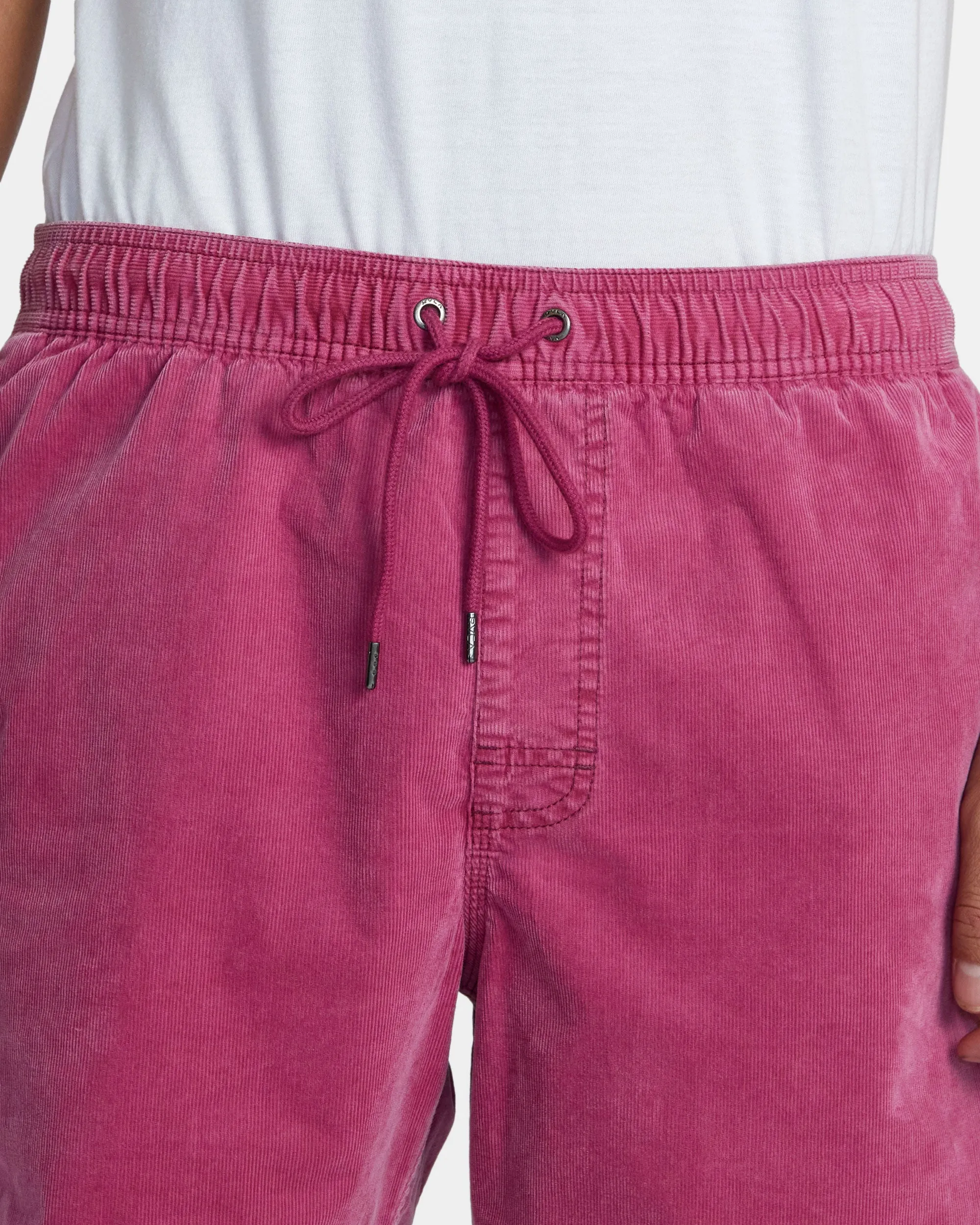 Escape 17" Elastic Waist Corduroy Shorts - Mauve