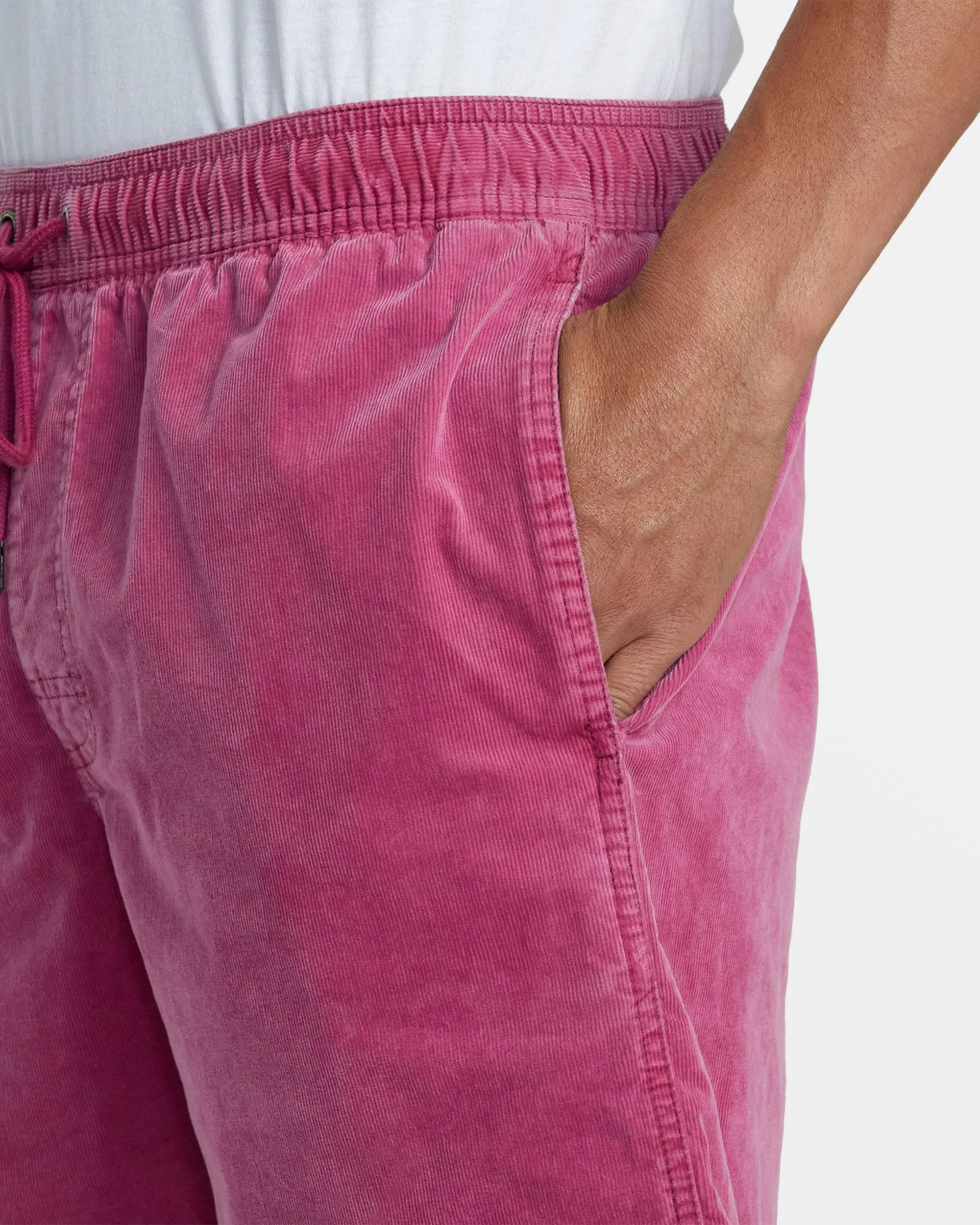 Escape 17" Elastic Waist Corduroy Shorts - Mauve