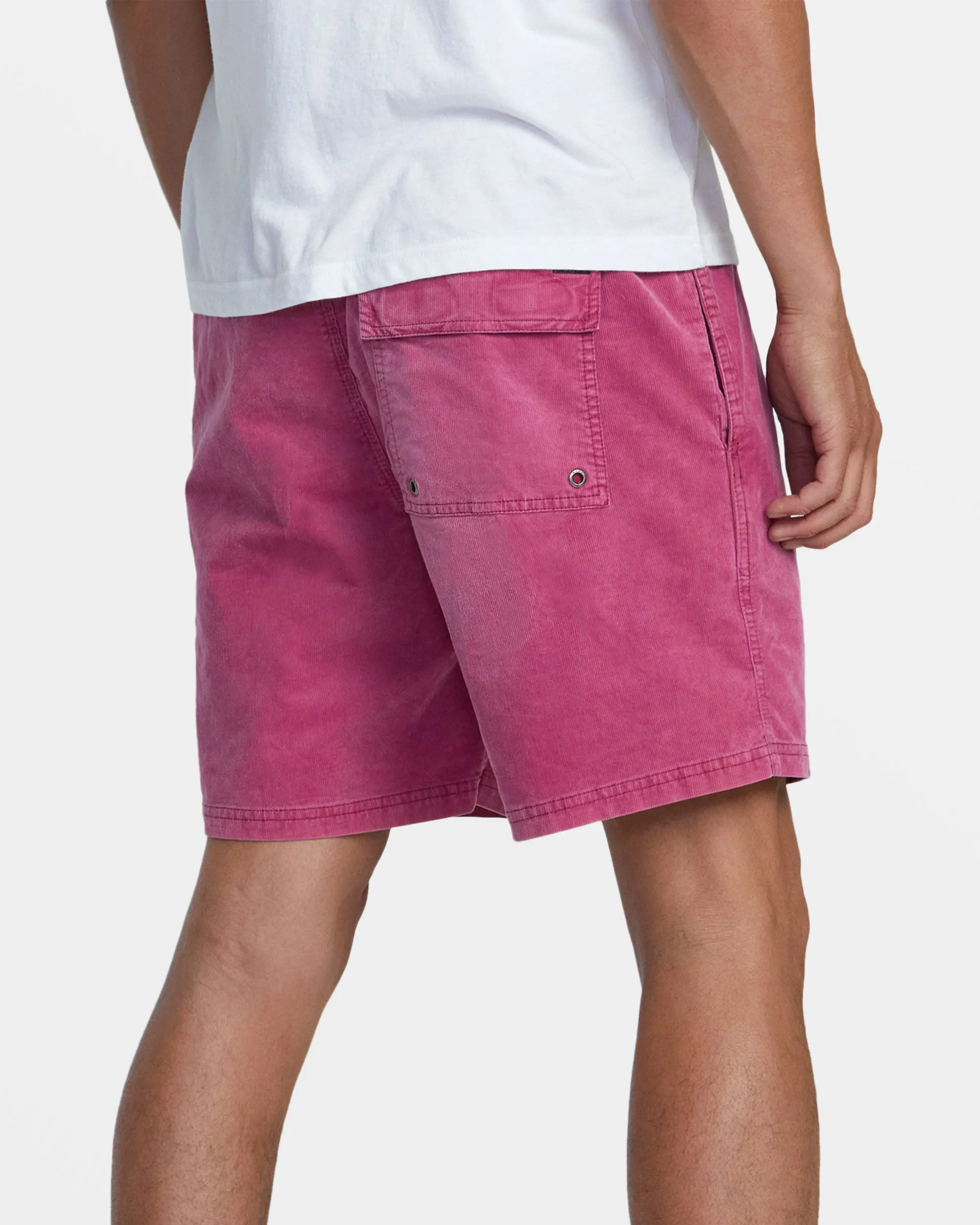 Escape 17" Elastic Waist Corduroy Shorts - Mauve