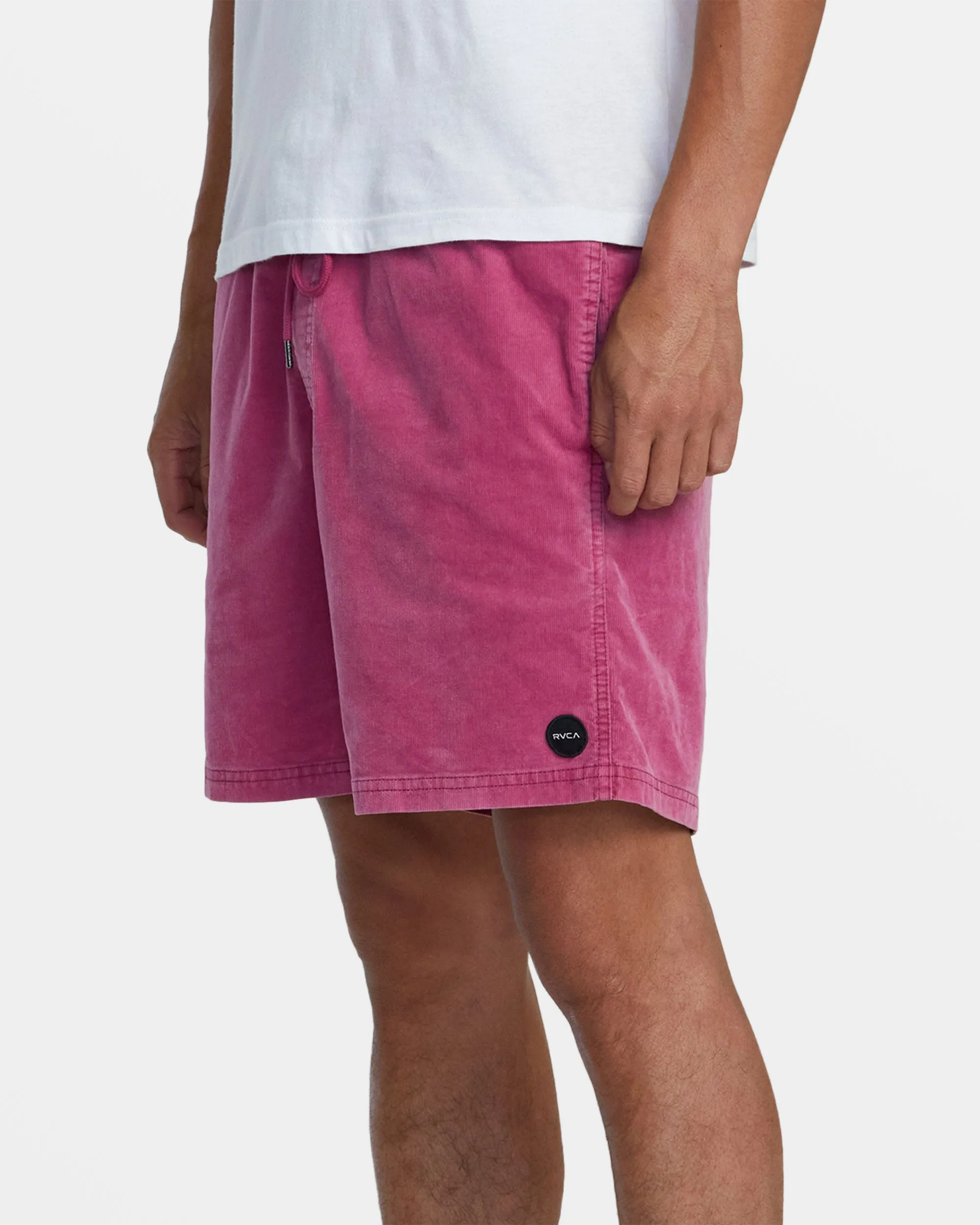 Escape Elastic Waist Corduroy Shorts 17"” - Mauve