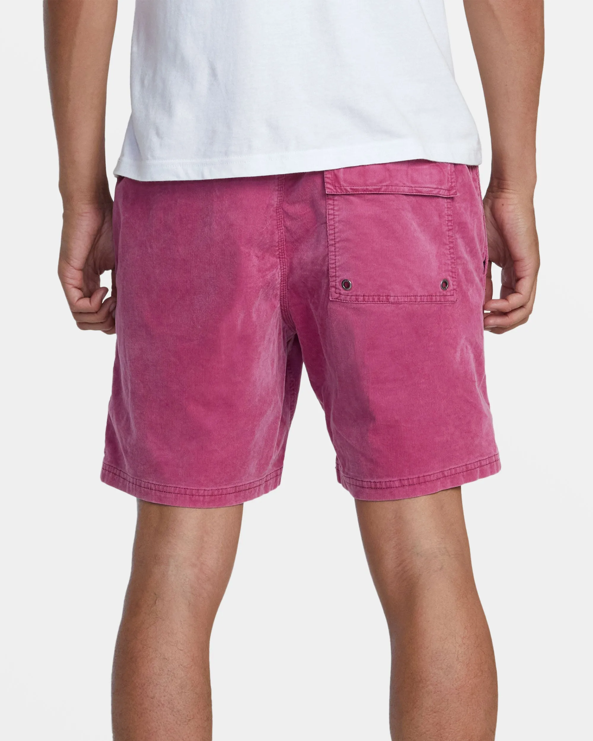 Escape Elastic Waist Corduroy Shorts 17"” - Mauve