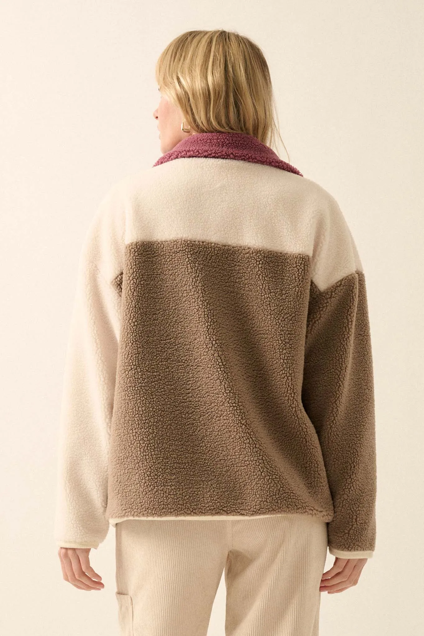 Fuzzy Logic Colorblock Sherpa Fleece Jacket