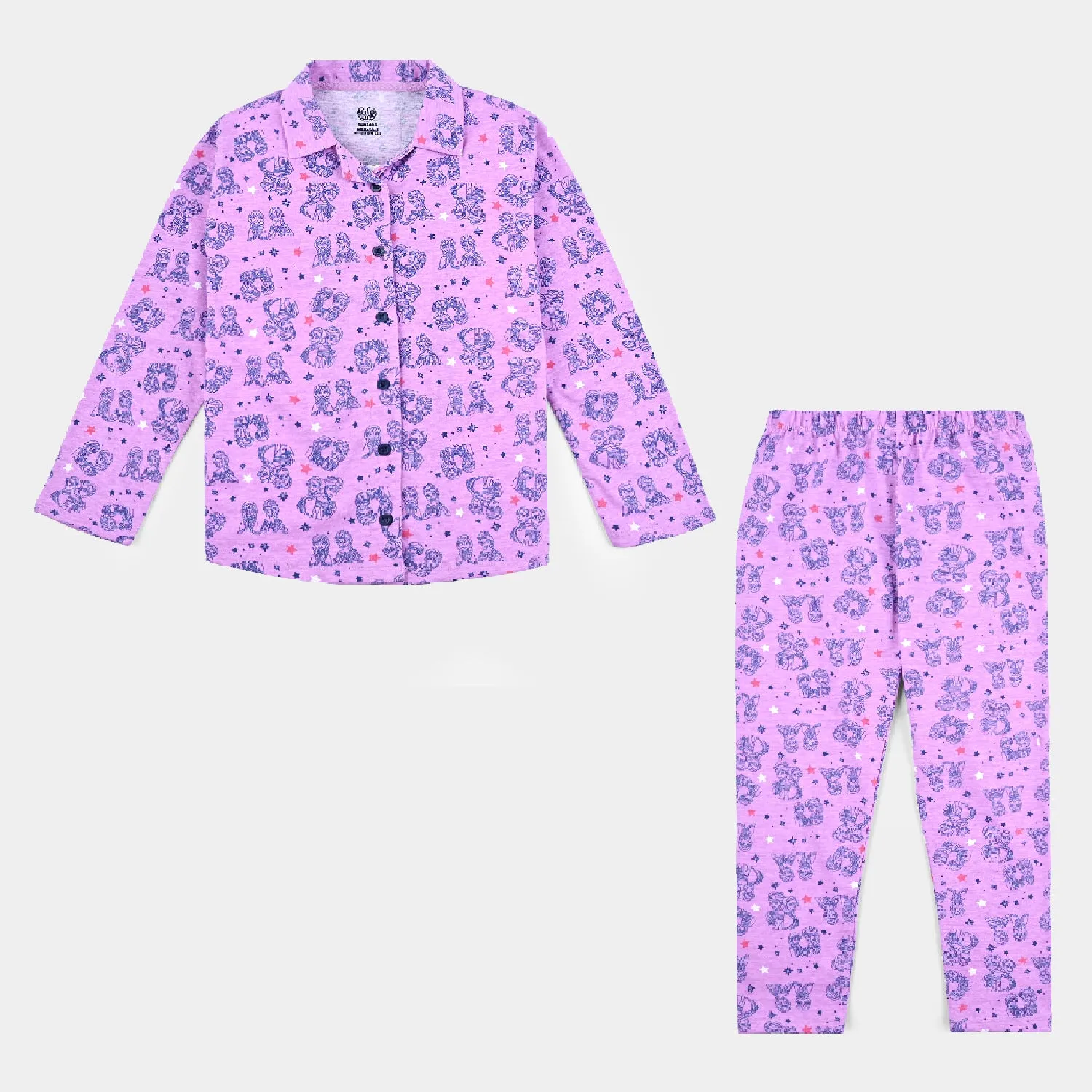 Girls Poly Cotton Knitted Night Suit