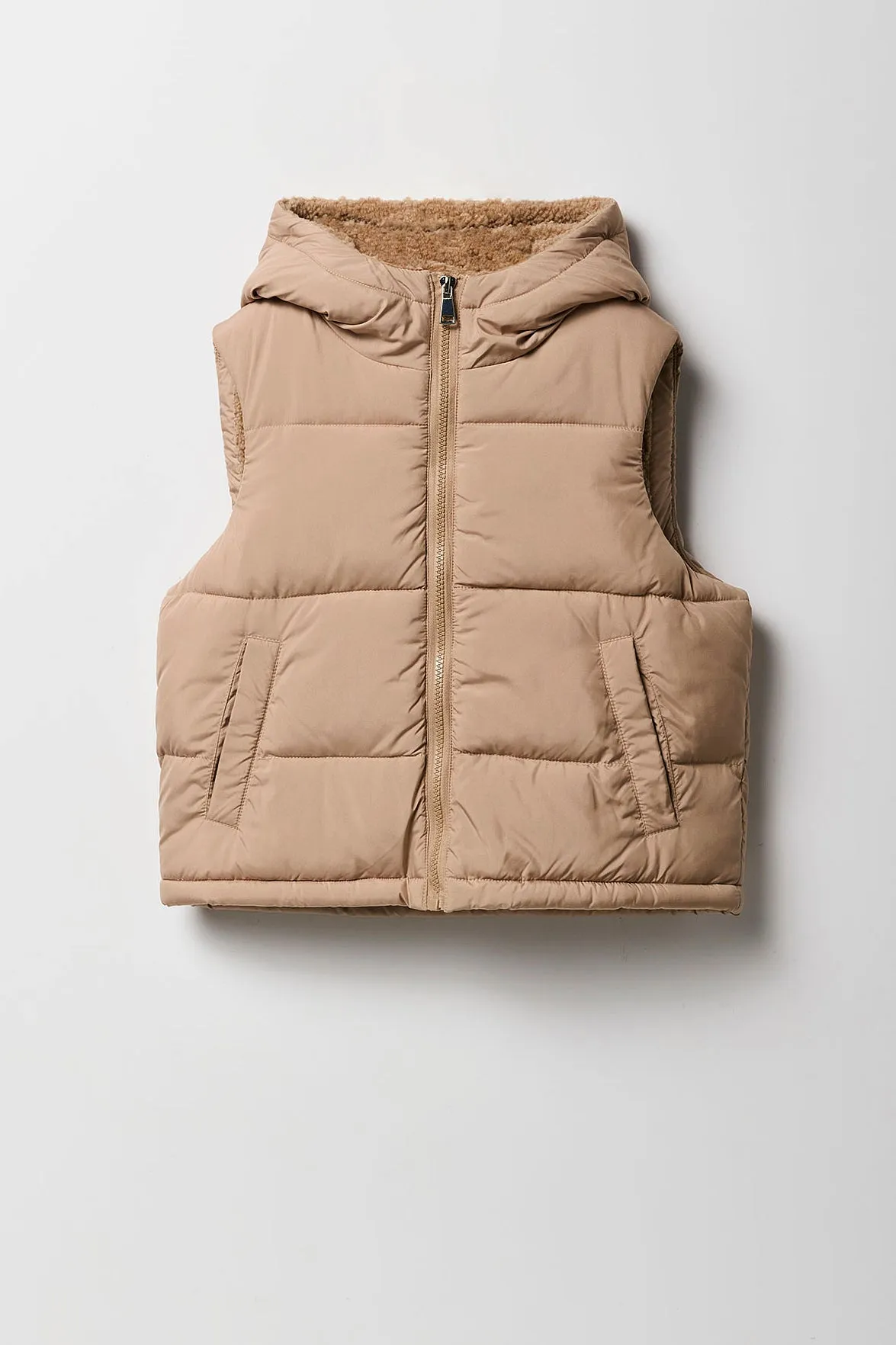 Girls Sherpa Lined Puffer Vest