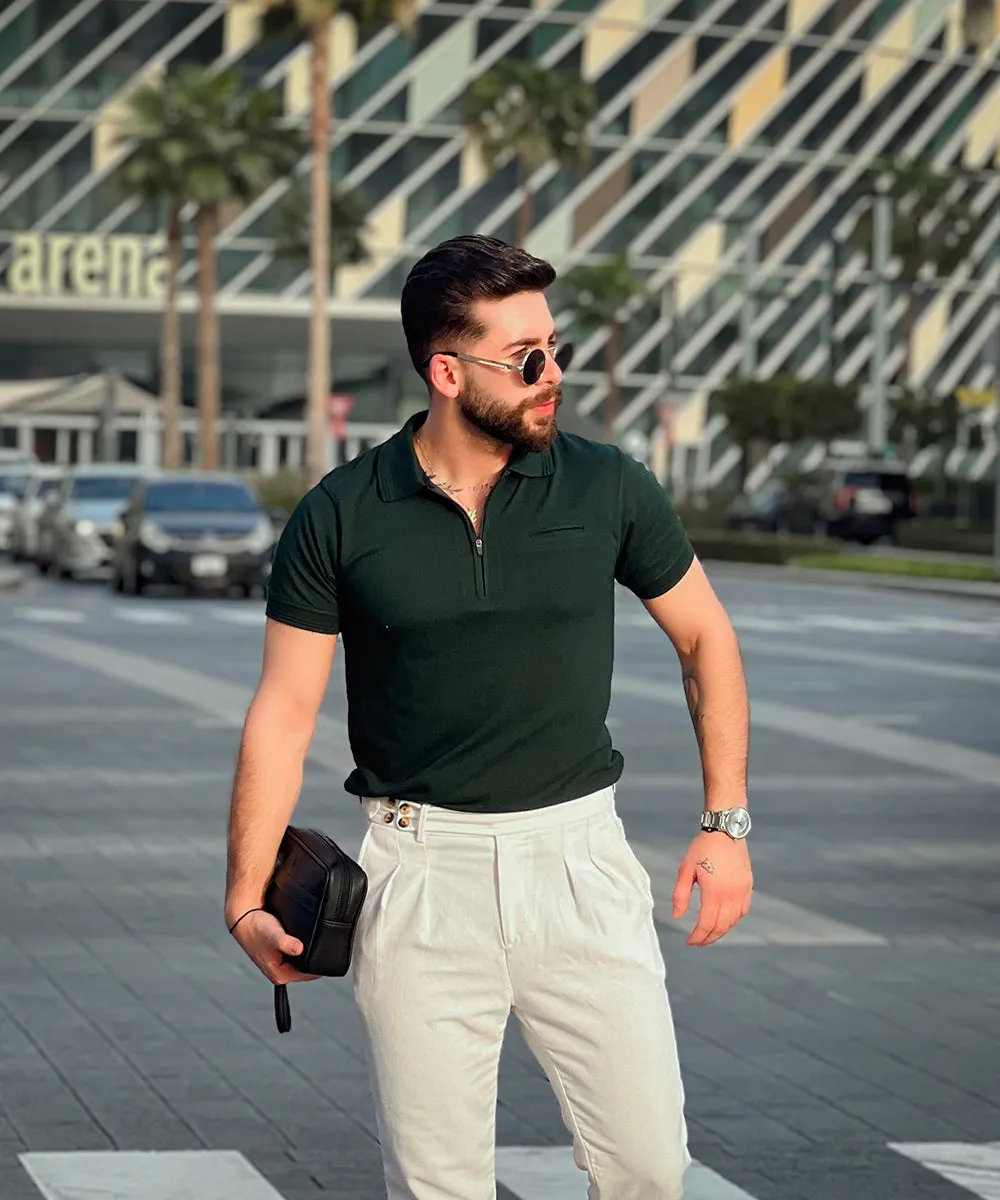 Green Oasis Men Polo Effortlessly Stylish with a Bone Pocket