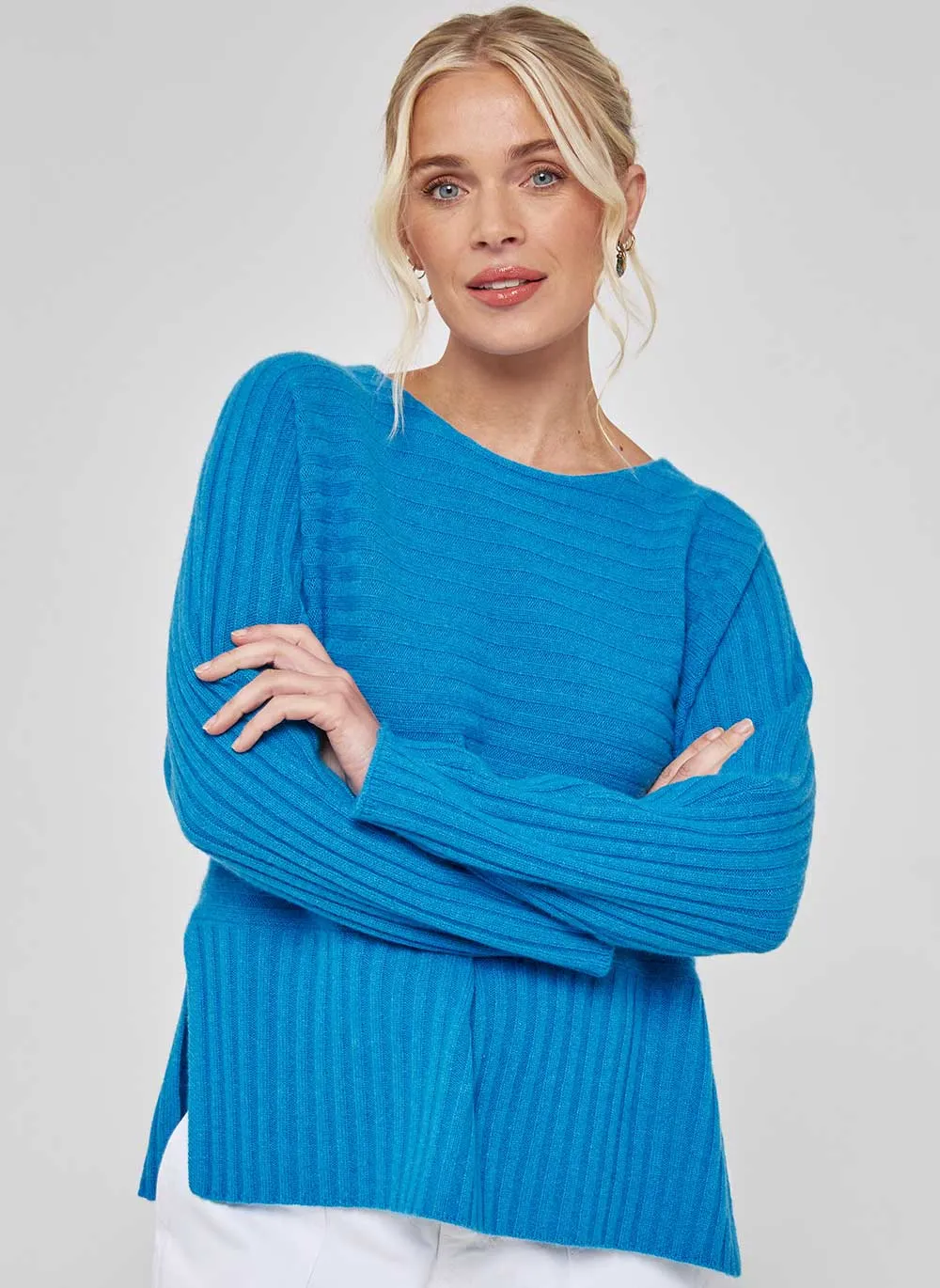 Hattie Rib Cashmere Jumper - Hockney Blue