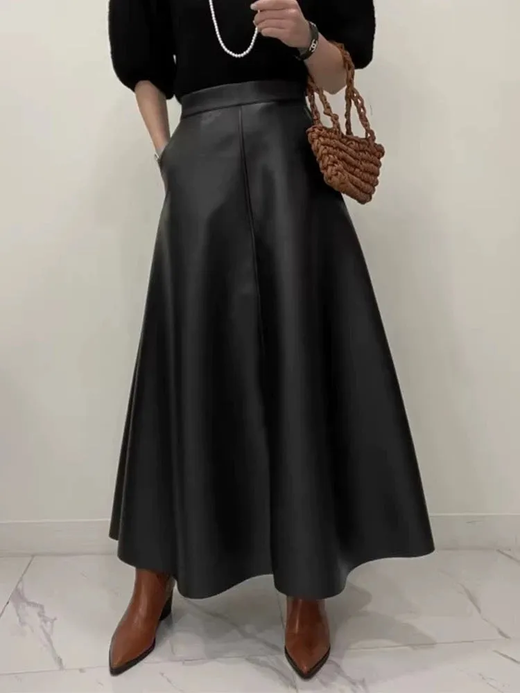 High Waist Slim Leather Skirt