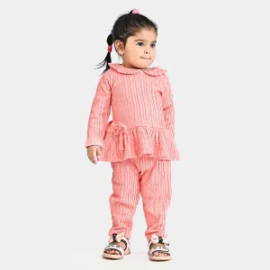 Infant Girls Jacquard Knitted Suit Cute-Peach