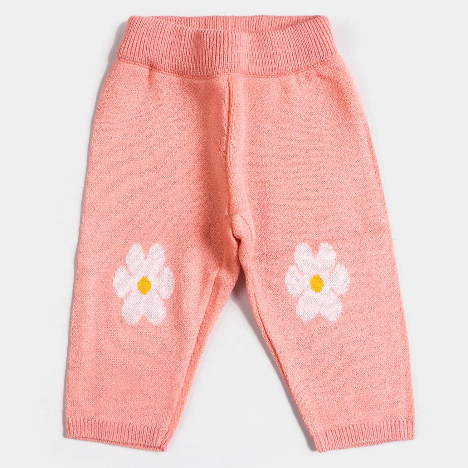 Infant Girls Knitted 2Pcs Suit Flowers - Pink